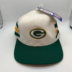 Vintage 90s Team NFL Green Bay Packers G Logo Striped Snapback Hat WITH TAGS!